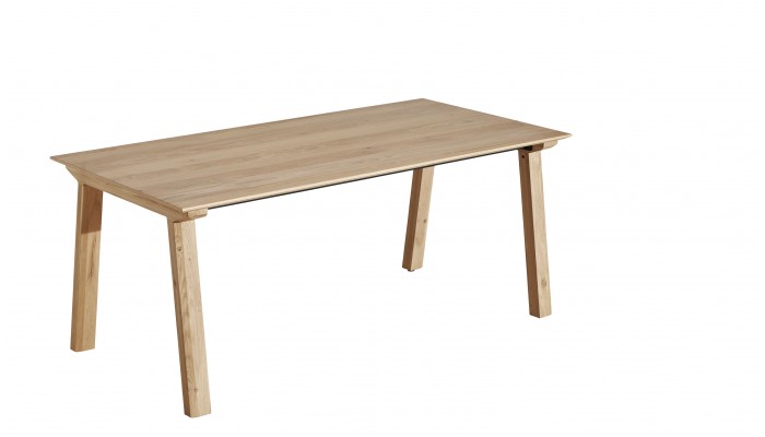 BROOK - Table 4 pieds 1 allonge de 100 cm en chêne massif