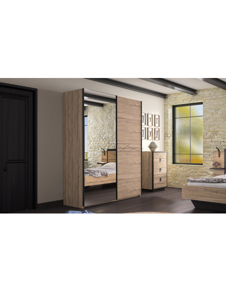 Thalya - Armoire 2 portes dont 1 porte glace  