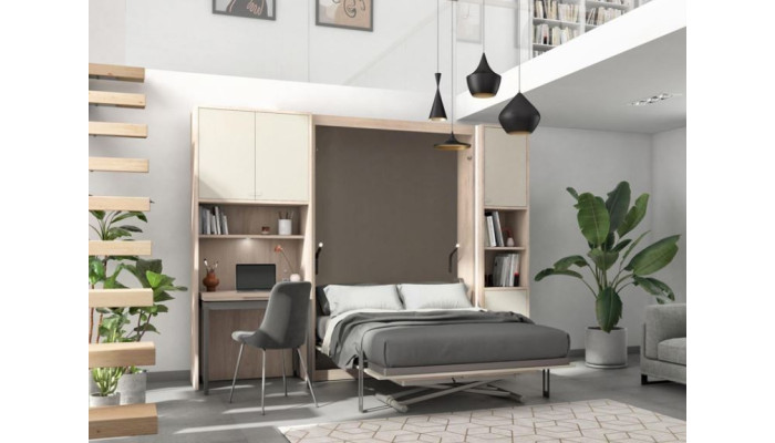 Smart - Armoire lit vertical avec bureau 